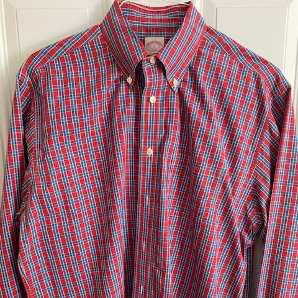 Brooks Brothers red checkered button down shirt
